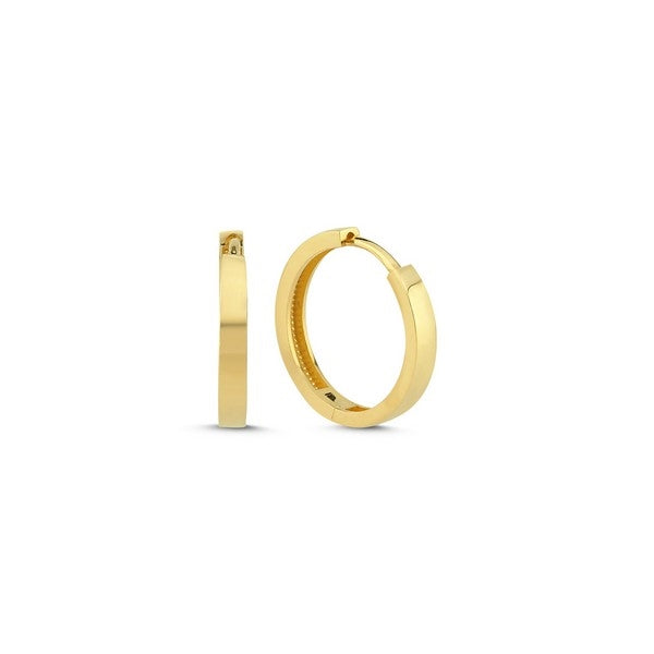 Melfia creoler i 14 karat guld med kantet profil og blank overflade, 16 mm.